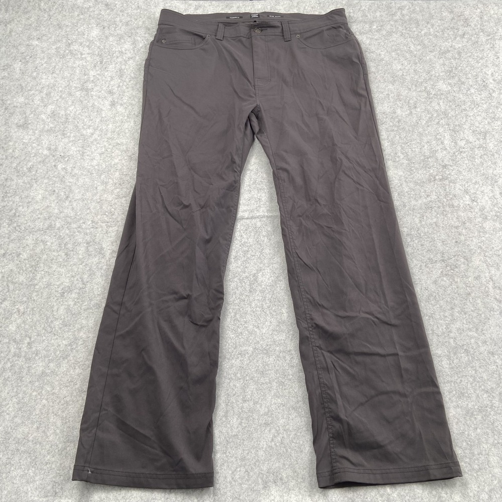 PrAna Pants Mens 38x32 (39x31) Gray Standard Fit Nylon Stretch 5 Pocket Chino